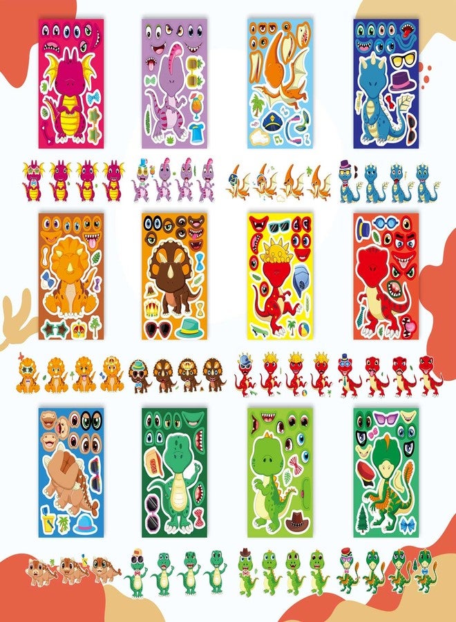 DUJAA 24 PCS Dinosaur Sticker for Kids, Make Your Own Dinosaur Sticker Sheets 12 Design Boy Girl Toddlers Stickers, Dinosaur Party Favors Supplies Art Craft, Birthday Gift, Teacher Classroom Reward - Image 5